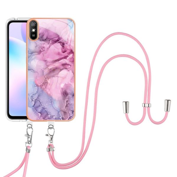 Custodia Con Cinturino Per Xiaomi Redmi 9A, Bumper In Tpu A Fantasia, Custodia Protettiva Con Cinturino Regolabile Rosa-image