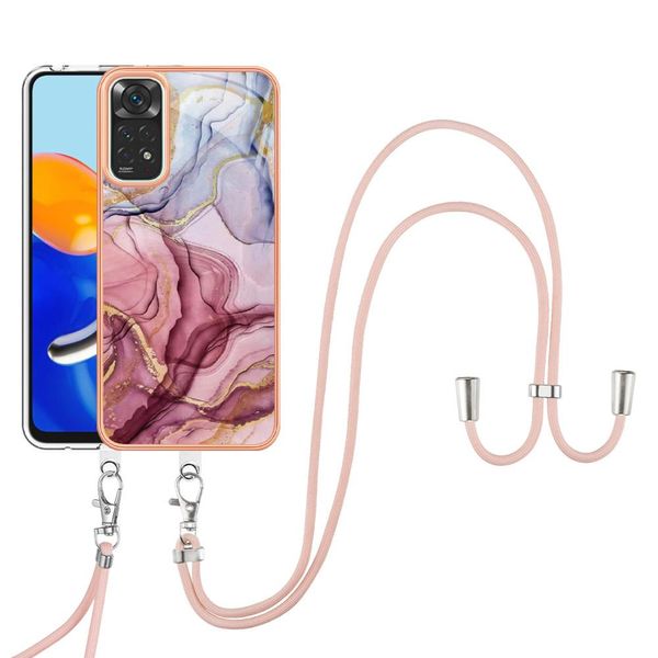 Custodia Con Cinturino Per Xiaomi Redmi Note 11S / Note 11 4G, Paraurti In Tpu A Fantasia, Custodia Protettiva Con Cinturino Regolabile Oro Rosa-image