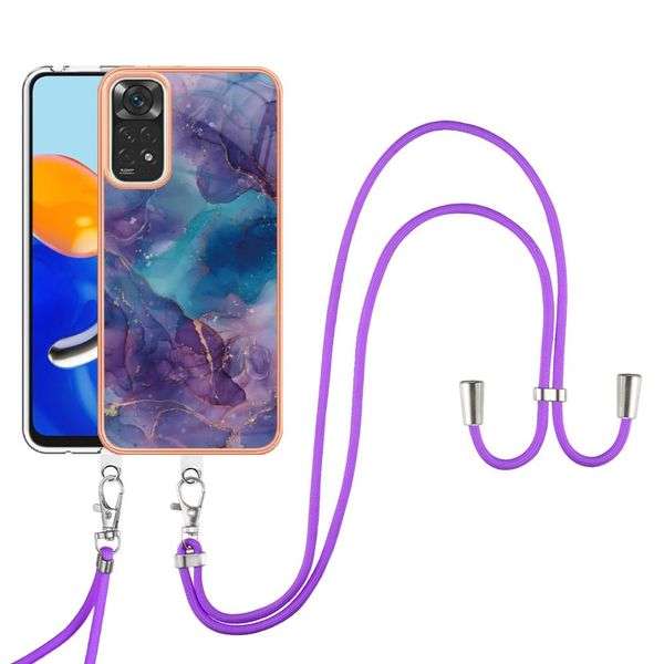 Custodia Con Cinturino Per Xiaomi Redmi Note 11S / Note 11 4G, Paraurti In Tpu A Fantasia, Custodia Protettiva Con Cinturino Regolabile Viola-image