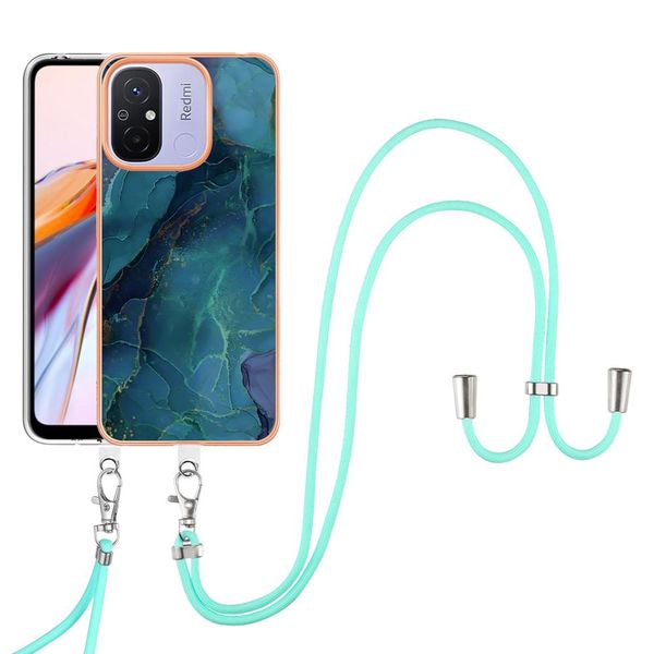 Custodia Con Cinturino Per Xiaomi Redmi 12C, Bumper In Tpu A Fantasia, Custodia Protettiva Con Cinturino Regolabile Verde-image