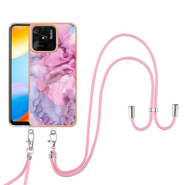 Custodia Con Cinturino Per Xiaomi Redmi 10C, Paraurti In Tpu A Fantasia, Custodia Protettiva Con Cinturino Regolabile Rosa-image