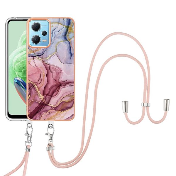 Custodia Con Cinturino Per Xiaomi Poco X5/Redmi Note 12 5G, Paraurti In Tpu A Fantasia, Custodia Protettiva Con Cinturino Regolabile Oro Rosa-image