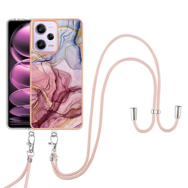 Custodia Con Cinturino Per Xiaomi Poco X5 Pro/Redmi Note 12 Pro 5G, Paraurti In Tpu A Fantasia, Custodia Protettiva Con Cinturino Regolabile Oro Rosa-image
