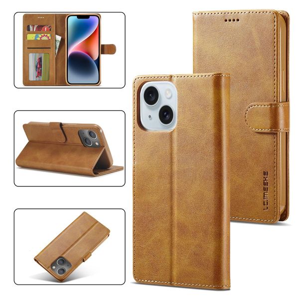 Custodia Per Iphone 14 Plus Custodia Flip In Pelle Con Chiusura Magnetica E Supporto, Custodia Protettiva Giallo-image