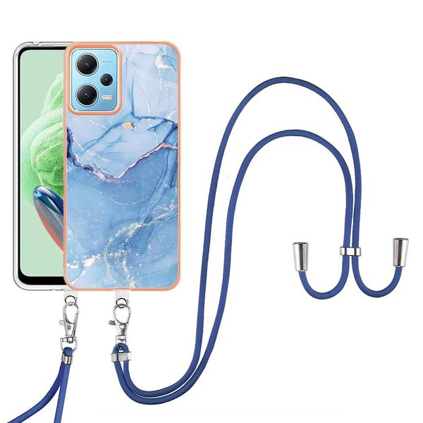 Custodia Con Cinturino Per Xiaomi Poco X5/Redmi Note 12 5G, Paraurti In Tpu A Fantasia, Custodia Protettiva Con Cinturino Regolabile Blu-image