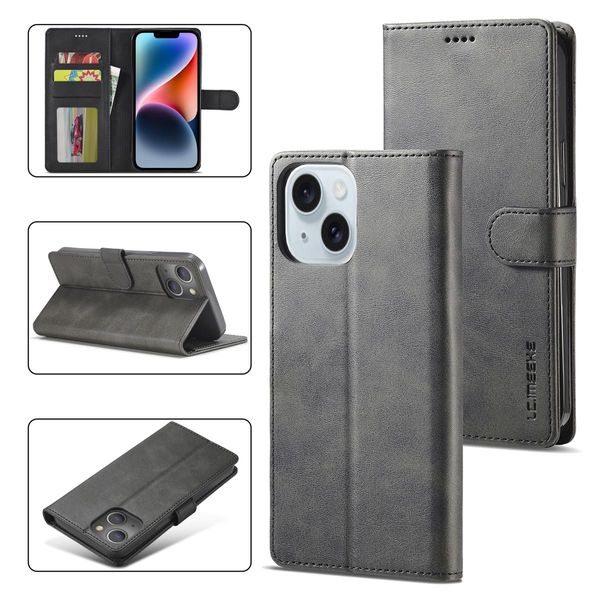 Custodia Per Iphone 14 Custodia Flip In Pelle Con Chiusura Magnetica E Supporto, Custodia Protettiva Nera-image