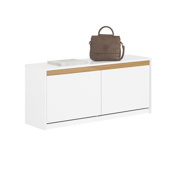 Sobuy FSR171-W Panca Per Scarpe Con Sedile Panca Per Corridoio Panca Con Spazio Di Archiviazione Cassettiera Portascarpe Stretto Bianco Wd Ca. 104X47X30Cm-image