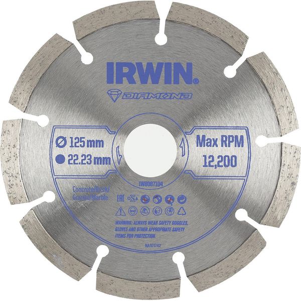 Disco Diamantato Irwin 125 Mm X 22,23 Mm / Segmentato Per Calcestruzzo, Mattoni, Granito E Marmo-image