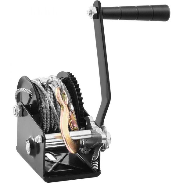 Argano Manuale A Cavo 362,8 Kg - Argano Per Barca 173X126X119 Mm - Argano Manuale A 2 Vie Con Cricchetto/1 Velocità - Cavo In Acciaio Da 10 M - Argano A Cinghia Con Impugnatura Ergonomica - Argano Manuale A Cavo Argano Per Veicoli E Barche-image
