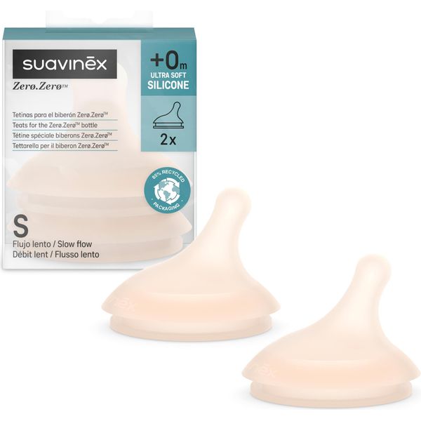 Tettarella Per Biberon Suavinex Zero Con Flusso Lento, Confezione Da 2 Pz-image