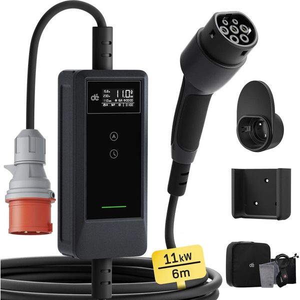 Caricabatterie Per Veicoli Elettrici, Potenza 11 Kw, Corrente Regolabile, 11Kw 6M, TYPE2-image