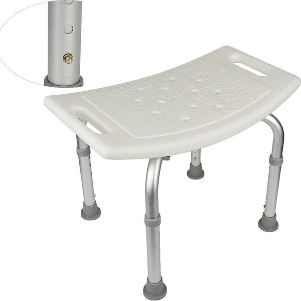 Sgabello Per Doccia, Regolabile In Altezza, Sicurezza Antiscivolo, Bianco-image