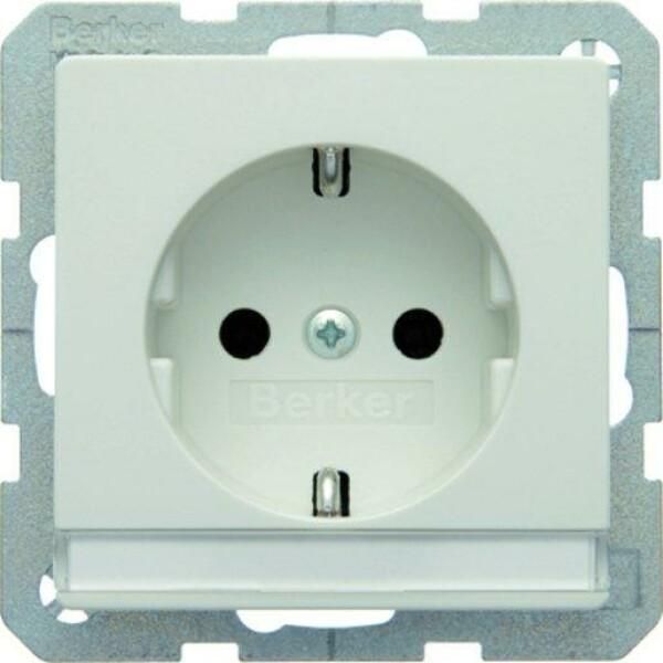Berker 47506089 Presa Schuko Con Campo Di Etichettatura Bianco Polare Con Berker Q.1/Q.3-image