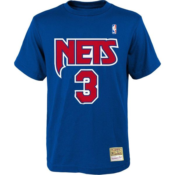 PáNské TričKo T-Shirt Mitchell & Ness New Jersey Nets # 3 Drazen Petrovic Name & Number Tee Royal - L-image