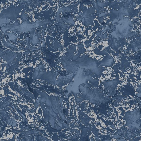Muriva - Carta Da Parati "Elixir"", Marmorizzata AG988 (10 M X 53 Cm) (Blu Navy/Argento)"-image