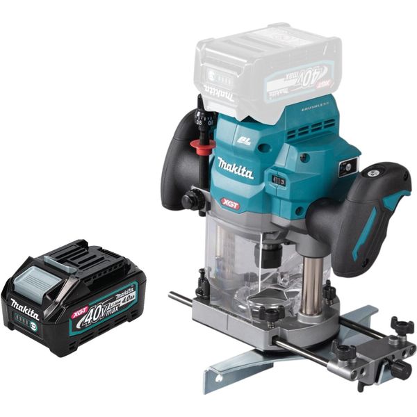 Makita Rp 001 GM1 Fresatrice A Batteria 40 V Max. 12 Mm Brushless + 1X Batteria 4,0 Ah - Senza Caricabatterie-image