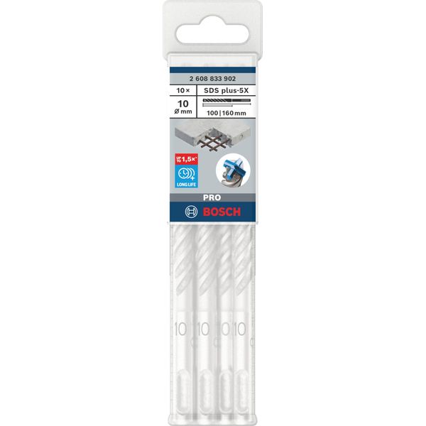 Trapano A Percussione Pro Sds Plus-5X, 10 X 100 X 160 Mm, 10 Pezzi-image