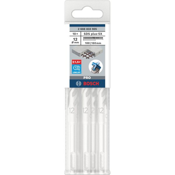Trapano A Percussione Pro Sds Plus-5X, 12 X 100 X 160 Mm, 10 Pz.-image