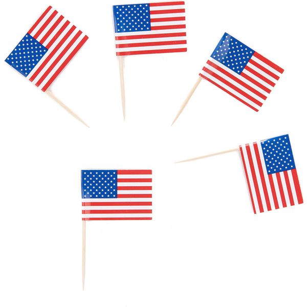 Set Di Stuzzicadenti Con Bandiere Usa 30 Pezzi Blu-Bianco-Rosso - Taglia Unica-image