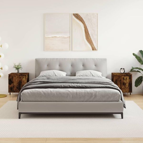 Vidaxl Comodini 2 Pz. Rovere Fumé 40X30X50 Cm Materiale A Base Di Legno-image