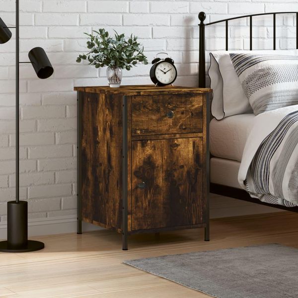Vidaxl Comodino Rovere Fumé 40X42X60 Cm Materiale A Base Di Legno-image