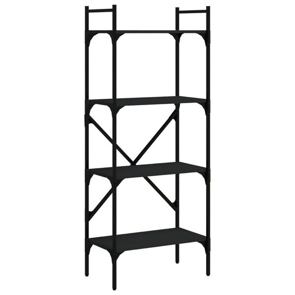 Libreria 4 Scomparti Nero 56X31,5X138,5 Cm Materiale A Base Di Legno-image