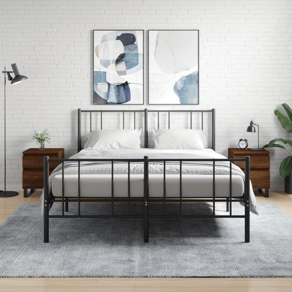 Vidaxl Comodini 2 Pz. Aspetto Rovere Marrone 40X35X50 Cm Materiale A Base Di Legno-image