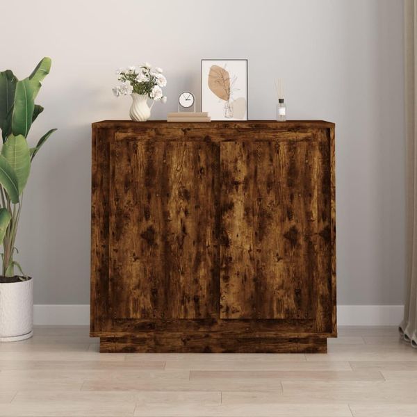 Vidaxl Credenza Rovere Fumé 80X34X75 Cm Materiale A Base Di Legno-image
