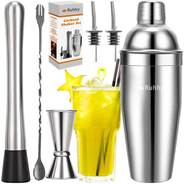 Set Da Bar Shaker Professionale Per Cocktail 700 Ml Cucchiaio Da Bar Muddler Versatore In Acciaio Inox Lavabile In Lavastoviglie Per Bar E Casa 21508-image