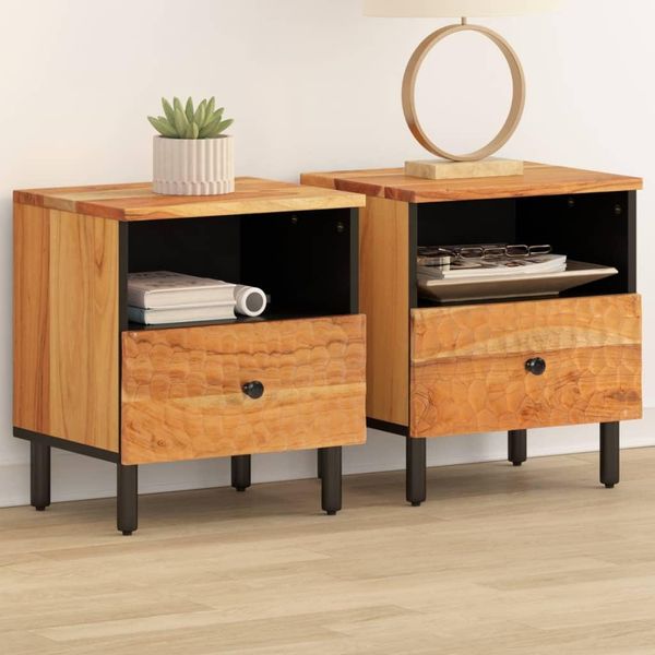 Vidaxl Comodini 2 Pezzi 40X33X46 Cm In Legno Massiccio Di Acacia-image