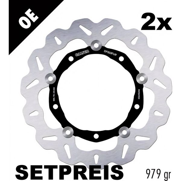 Set Di Dischi Freno Galfer 2X DF503FLW Wave® Flottante Anteriore 267X4Mm Per Yamaha Xp T-Max Yp R X-Max 400 - 560 Ccm-image