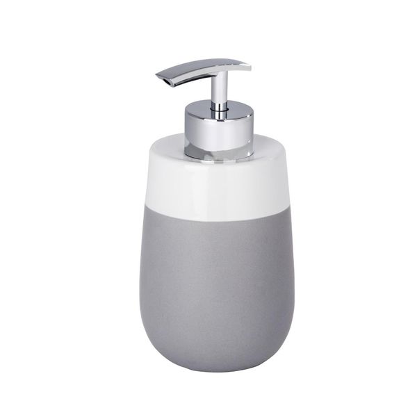Wenko Distributore Di Sapone Malta Grigio/Bianco In Ceramica Dispenser Dispenser Igiene-image