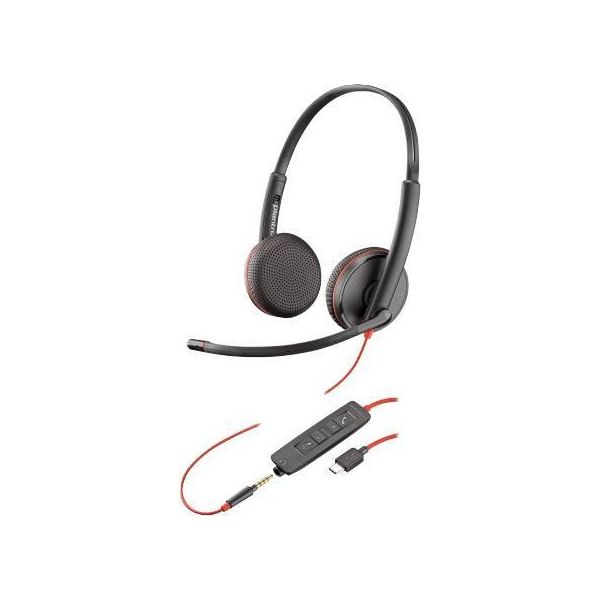 Poly Blackwire 3225 - Cuffie - Archetto - Chiamate E Musica - Nero - Binaurale - Unità Di Controllo Scr-image