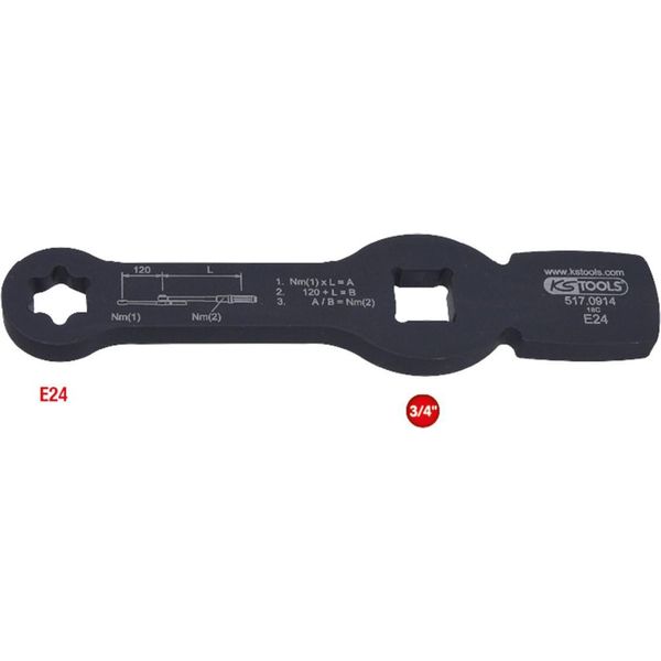 Ks Tools 3/4" Chiave Torx Ad Impatto Con 2 Superfici Di Battuta E24 517.0914 - 1 Pezzo(I) - Acciaio Al Cromo-Vanadio - 22 Cm - 550 G"-image