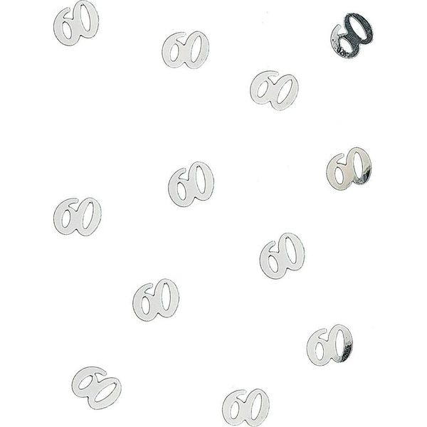 Coriandoli Per La Decorazione Della Tavola Di Compleanno Numero 60 Argento 10G - Taglia Unica-image
