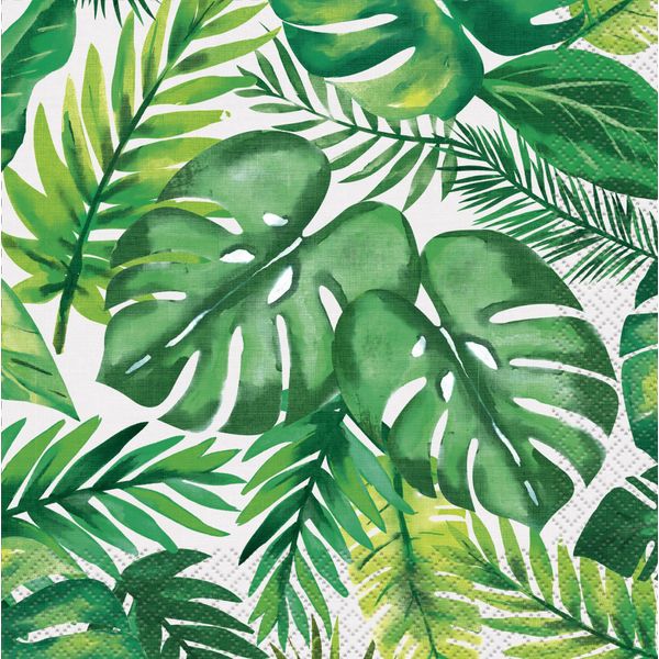 Tovaglioli Di Carta Con Motivo Tropicale 16 Pezzi Verde-Bianco 33X33Cm - Taglia Unica-image