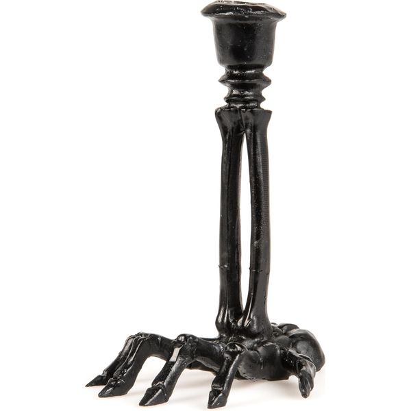 Portacandele Scheletro Decorazione Halloween Nero 16 Cm - Taglia Unica-image