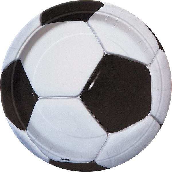 Piatto Di Carta Da Calcio 8 Pezzi Bianco E Nero 18 Cm - Misura Unica-image