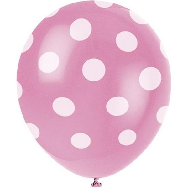 Palloncini Decorazione Camera 6 Pezzi Rosa-Bianco A Pois - Taglia Unica-image