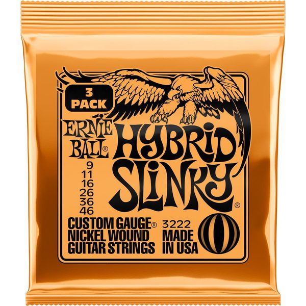 Ernie Ball 3222 Corde Ibride 9-46 - 3 Set Di Corde Per Chitarra Elettrica-image