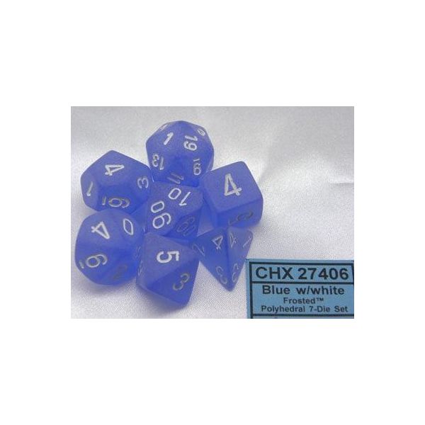 Chessex - Smerigliato - Set Di 7 Dadi - Blu/Bianco-image