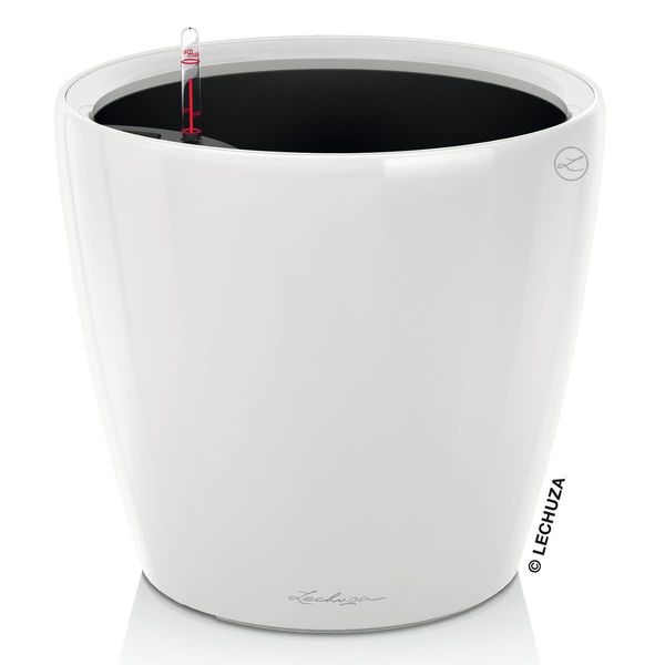 Fioriera Lechuza Classico Premium Ls 28 Bianco Lucido | Fioriera Con Sistema Di Irrigazione | Superficie Lucida | Ø 28,5 X 26 Cm | 16040-image