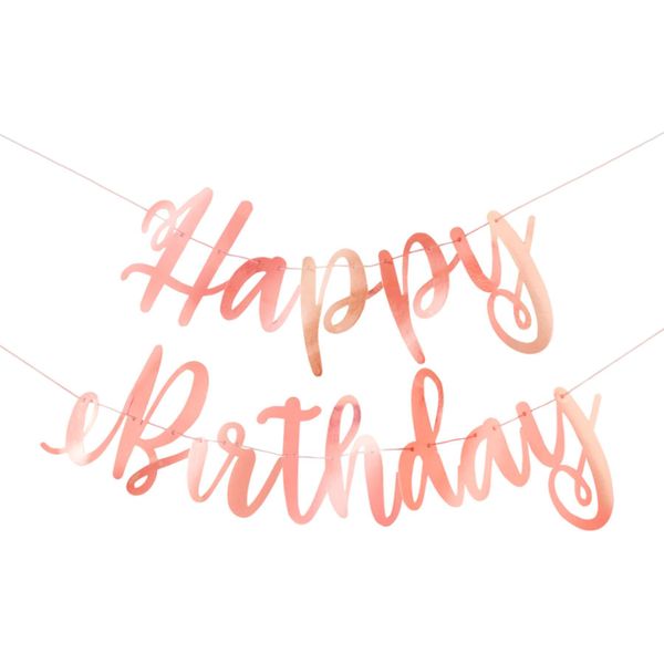 Ghirlanda Happy Birthday Decorazione Murale Oro Rosa 2,13 M - Taglia Unica-image