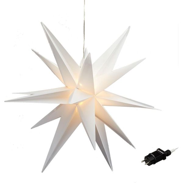 Stella Dell'avvento A Led Xxl Bianco Caldo - 100 Cm - Decorazione Per Finestre Con Stella Di Natale 3D Da Appendere All'esterno Con Timer-image