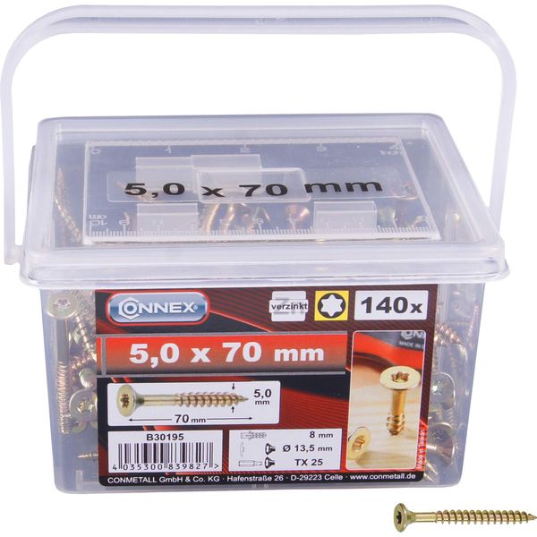 Viti Universali Connex 5,0 X 70 Mm Tx 25 Testa Svasata - 160 Pz.-image