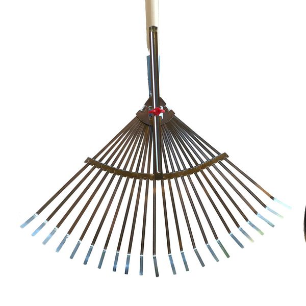 Rastrello Per Foglie Scopa Per Foglie In Legno Di Pino A Fascia D'acciaio Scopa A Ventaglio A 21 Rebbi 180 Cm-image