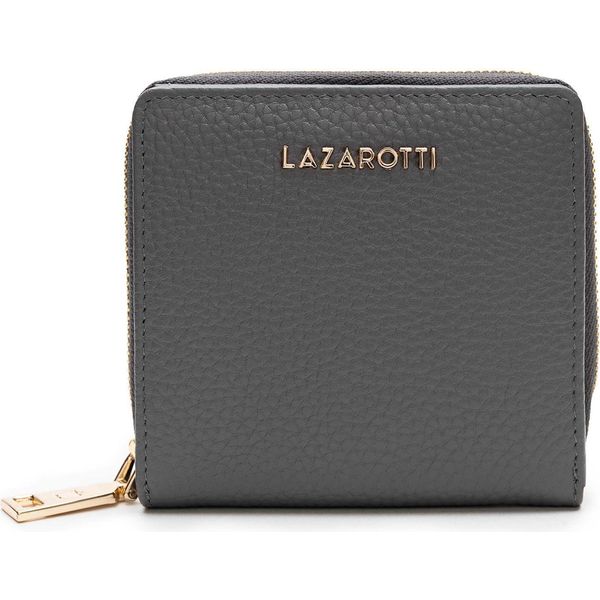 Lazarotti Pelle Portafoglio Bologna Leather Zip Wallet With 6 Card Slots Grey Grigio-image