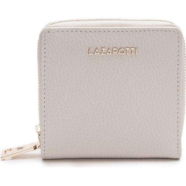 Lazarotti Pelle Portafoglio Bologna Leather Zip Wallet With 6 Card Slots Cream Avorio-image