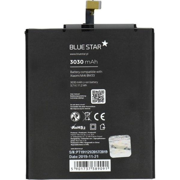 Batteria Adatta Per Xiaomi Mi4I (BM33) 3030 Mah Li-Ion Blue Star-image