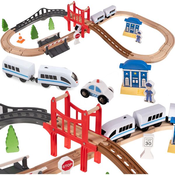 Ferrovia In Legno Ferrovia Magnetica A Batteria Set Di 37 Elementi 3,2 M 22646-image